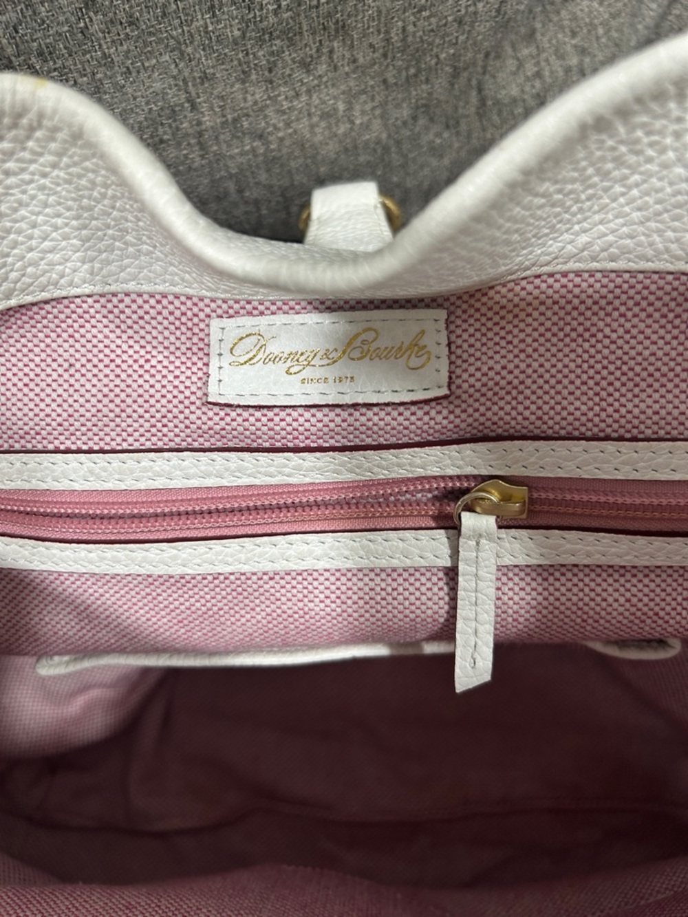 Dooney & Bourke White Pebbled Leather Shoulder Hobo with Gold-Tone Accent, - Picture 12 of 12